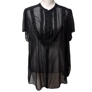 TORRID BLACK SHEER SHINY GOLD SPARKLE WOMEN BUTTON DOWN TOP SIZE 3 OR 3X